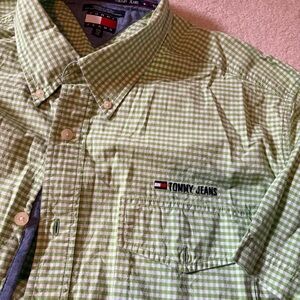 Tommy Hilfiger Men’s Green Gingham Short Sleeve Dress Button-Down Shirt XXL